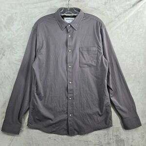 PONCHO Mens Medium Slim Fit Button Down Long Sleeve Shirt Gray S